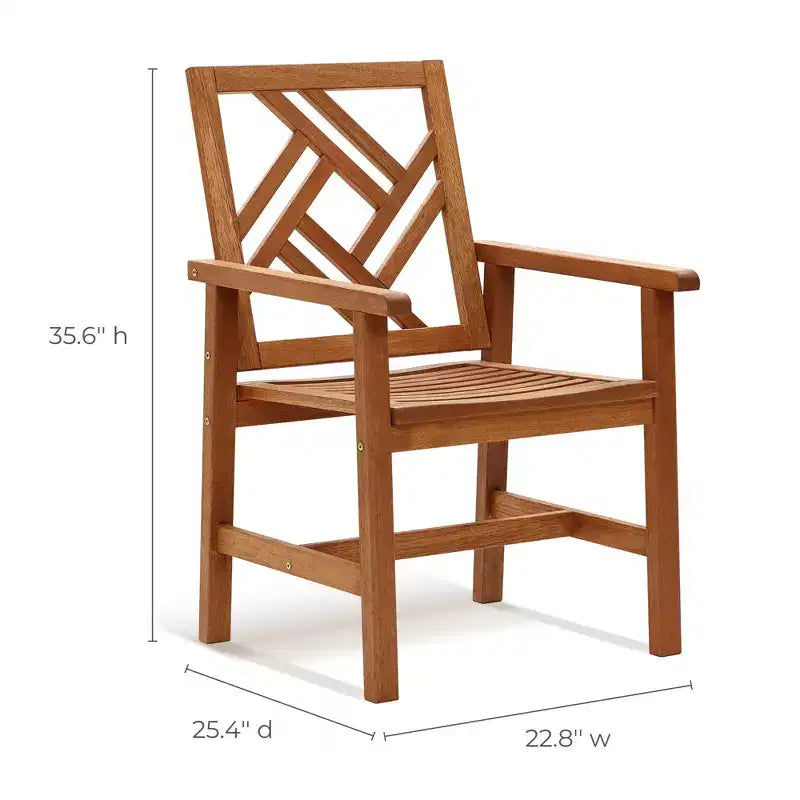 Chaise de salle à manger d'extérieur en bois massif LuxenHome Carmel, lot de 2