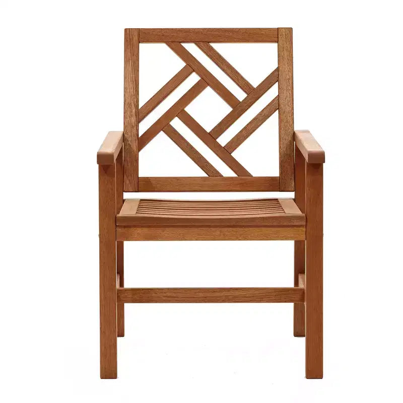 Chaise de salle à manger d'extérieur en bois massif LuxenHome Carmel, lot de 2