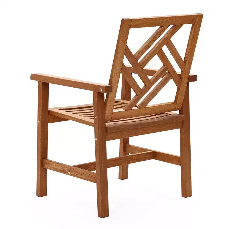 Chaise de salle à manger d'extérieur en bois massif LuxenHome Carmel, lot de 2