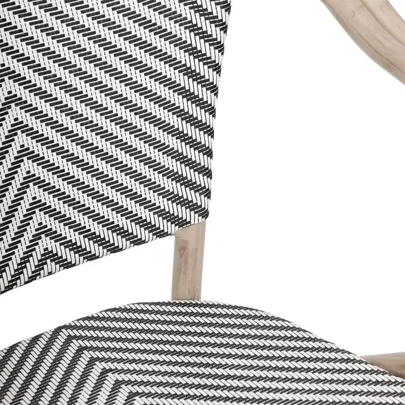 Lot de 4 chaises bistrot empilables d'intérieur/extérieur Marseille Flash Furniture avec accoudoirs, cadre en aluminium imprimé bambou et textilène