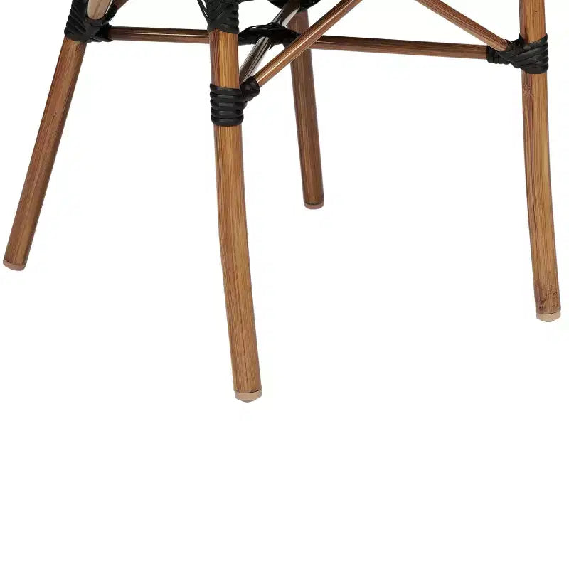 Lot de 4 chaises bistrot empilables d'intérieur/extérieur Marseille Flash Furniture avec accoudoirs, cadre en aluminium imprimé bambou et textilène
