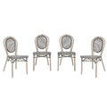 Flash Furniture Lot de 4 Chaises Bistro Empilables Commerciales d'Intérieur/Extérieur Thonet Marseille, Cadre en Aluminium Imprimé Bambou et Textilène