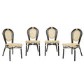 Flash Furniture 4 Pack Cannes Indoor/Outdoor Commercial Thonet Bistro Stacking Chair, PE Cane Rattan and Aluminum Frame