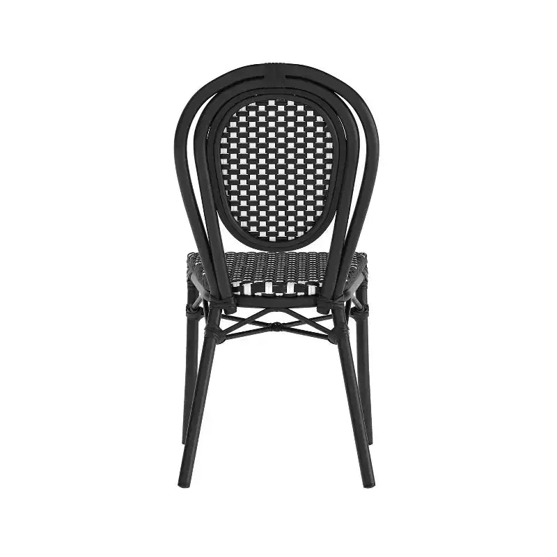 Lot de 4 chaises bistrot empilables Lourdes Flash Furniture, usage intérieur/extérieur, commercial, style Thonet, rotin PE et cadre en aluminium