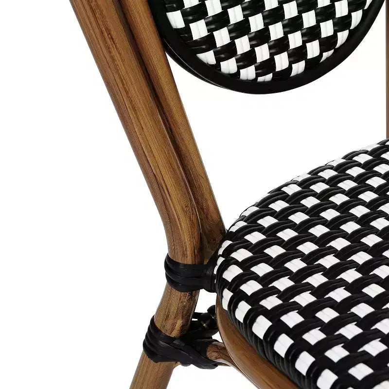 Lot de 4 chaises bistrot empilables Lourdes Flash Furniture, usage intérieur/extérieur, commercial, style Thonet, rotin PE et cadre en aluminium