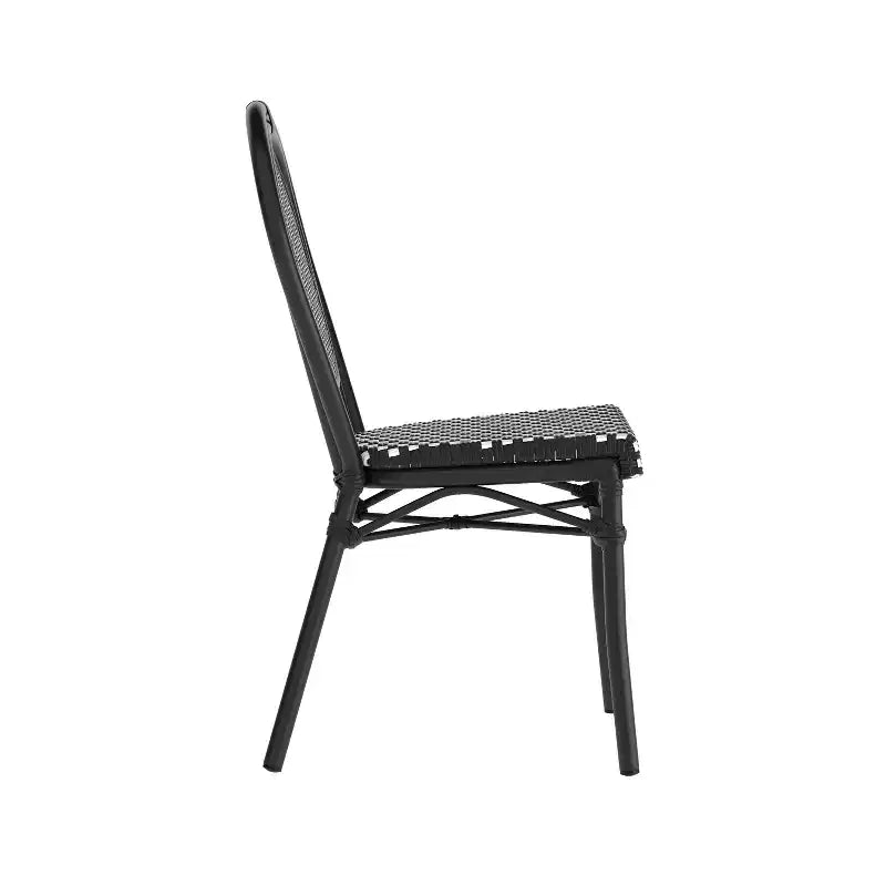 Lot de 4 chaises bistrot empilables Lourdes Flash Furniture, usage intérieur/extérieur, commercial, style Thonet, rotin PE et cadre en aluminium