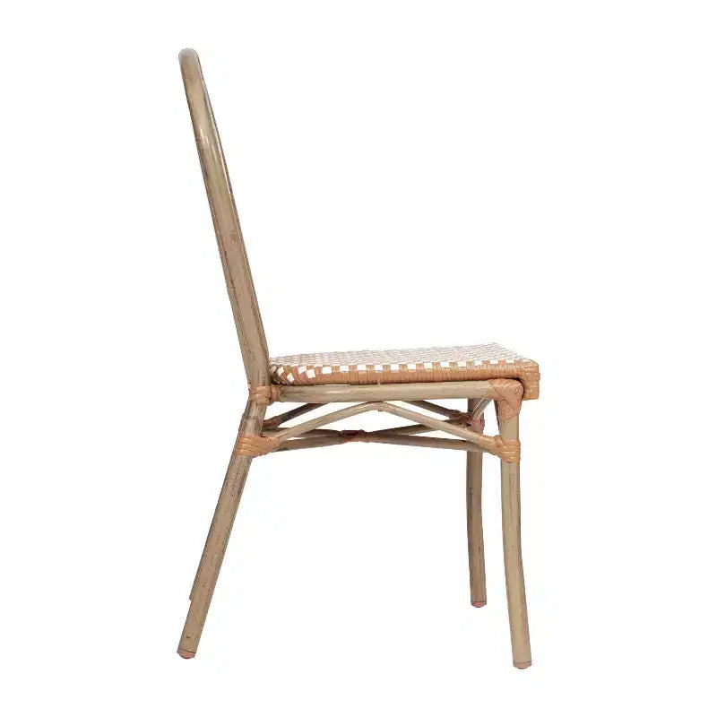 Lot de 4 chaises bistrot empilables Lourdes Flash Furniture, usage intérieur/extérieur, commercial, style Thonet, rotin PE et cadre en aluminium