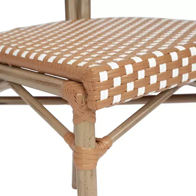 Lot de 4 chaises bistrot empilables Lourdes Flash Furniture, usage intérieur/extérieur, commercial, style Thonet, rotin PE et cadre en aluminium