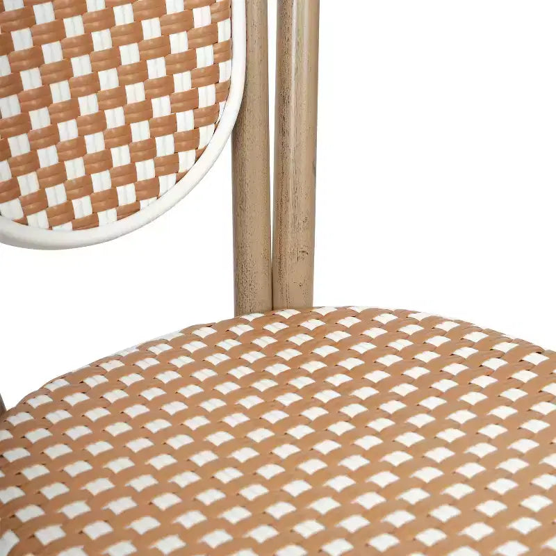 Lot de 4 chaises bistrot empilables Lourdes Flash Furniture, usage intérieur/extérieur, commercial, style Thonet, rotin PE et cadre en aluminium