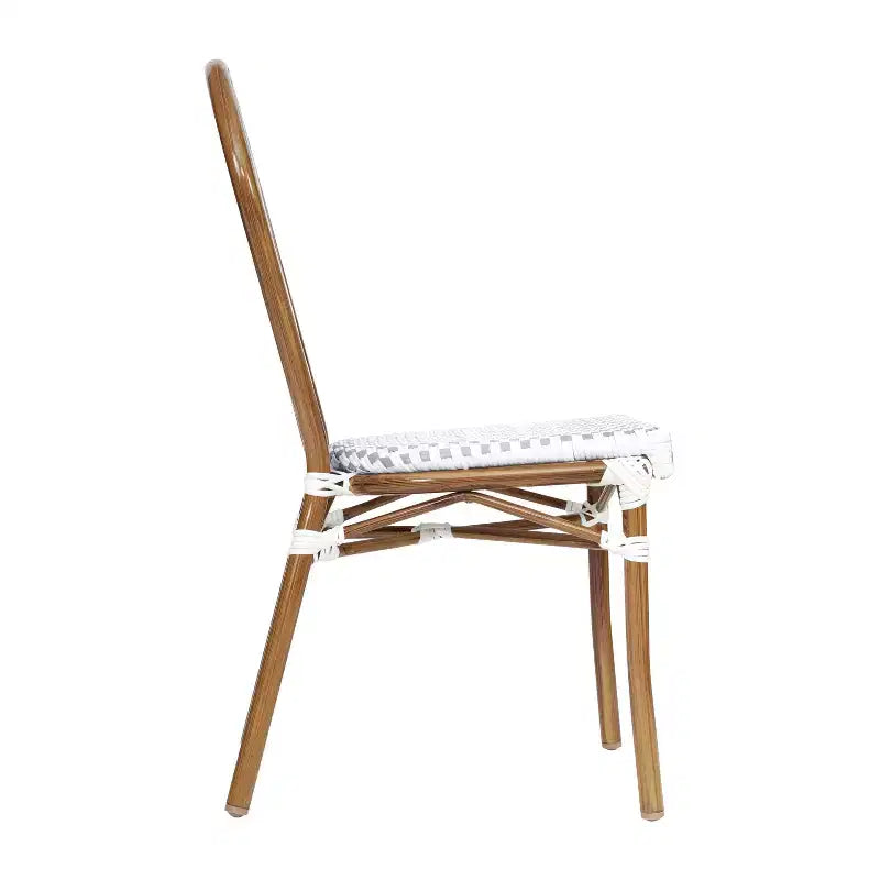 Lot de 4 chaises bistrot empilables Lourdes Flash Furniture, usage intérieur/extérieur, commercial, style Thonet, rotin PE et cadre en aluminium