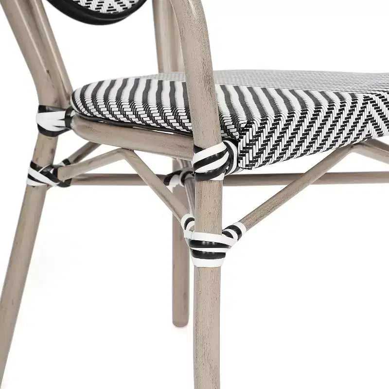 Flash Furniture Lot de 2 Chaises de bistrot Thonet commerciales empilables Marseille avec accoudoirs, pour intérieur/extérieur, en textilène et cadre en aluminium imprimé bambou