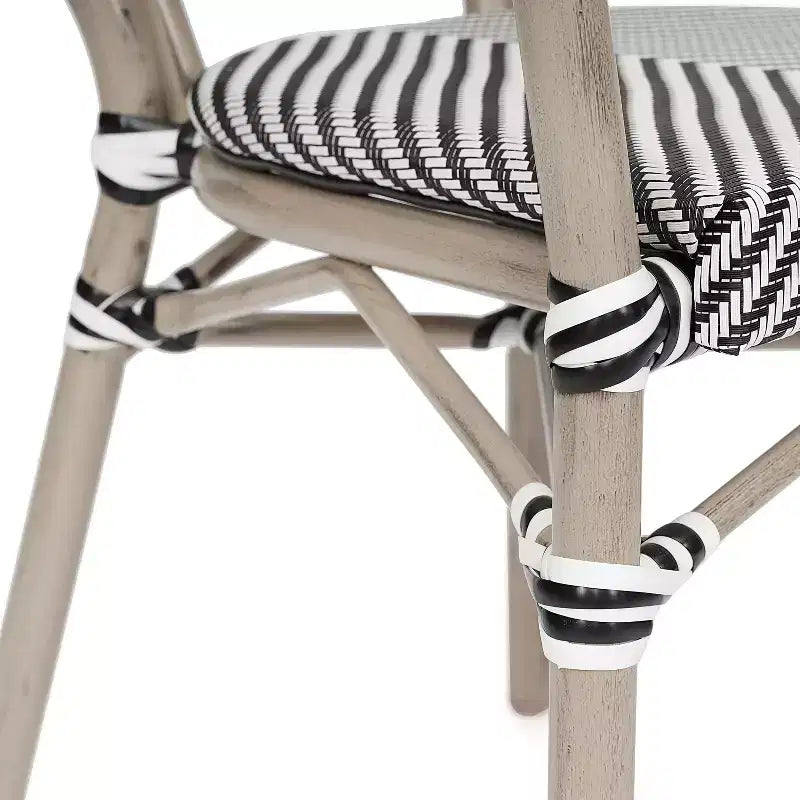 Flash Furniture Lot de 2 Chaises de bistrot Thonet commerciales empilables Marseille avec accoudoirs, pour intérieur/extérieur, en textilène et cadre en aluminium imprimé bambou