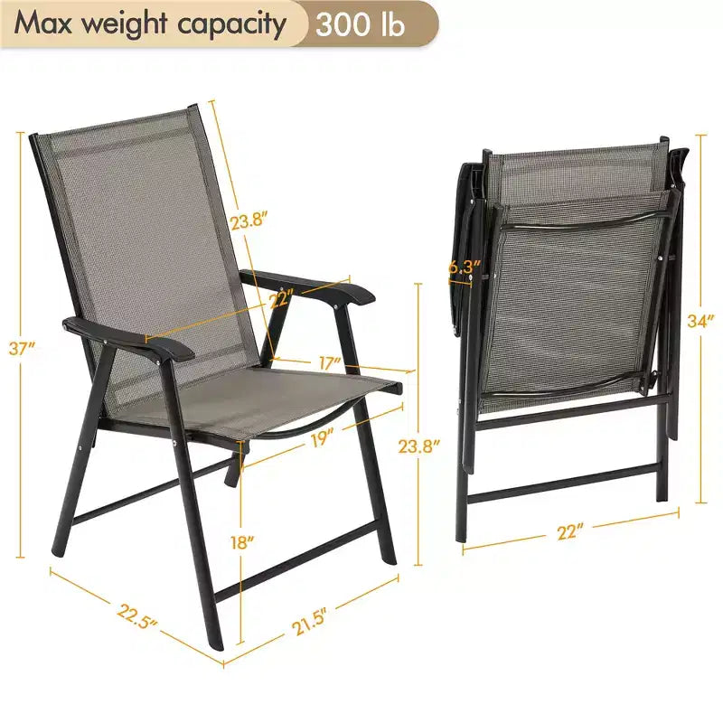 Yaheetech Lot de 2 chaises de salle à manger pliantes d'extérieur en textilène