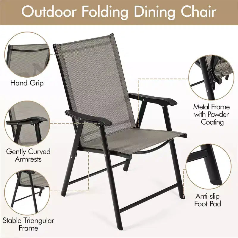 Yaheetech Lot de 2 chaises de salle à manger pliantes d'extérieur en textilène