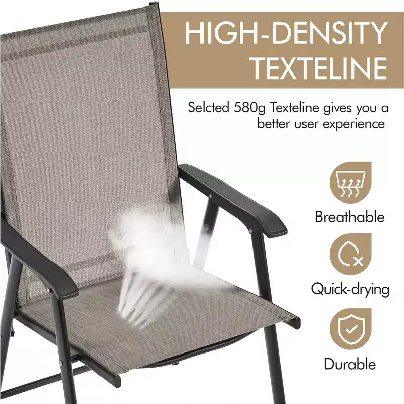 Yaheetech Lot de 2 chaises de salle à manger pliantes d'extérieur en textilène