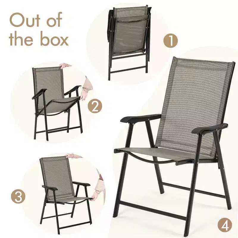 Yaheetech Lot de 2 chaises de salle à manger pliantes d'extérieur en textilène