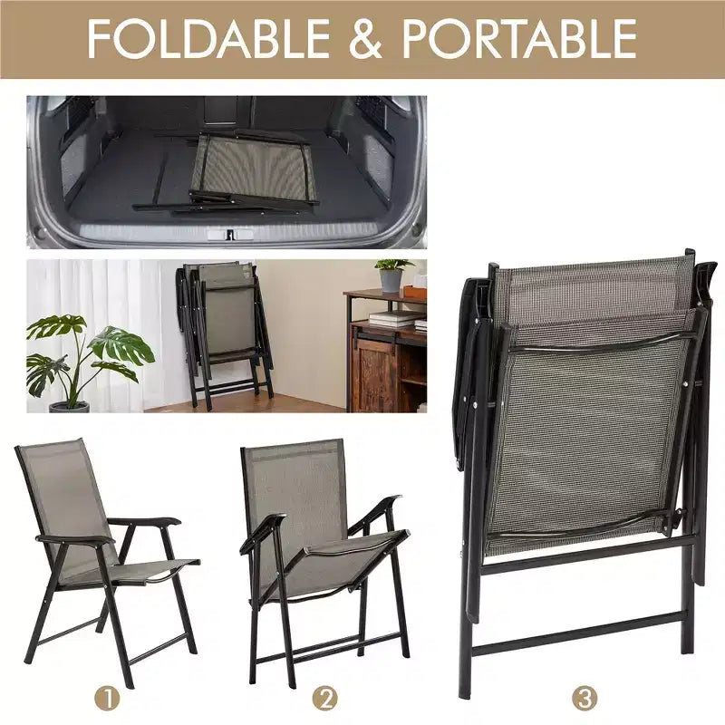 Yaheetech Lot de 2 chaises de salle à manger pliantes d'extérieur en textilène