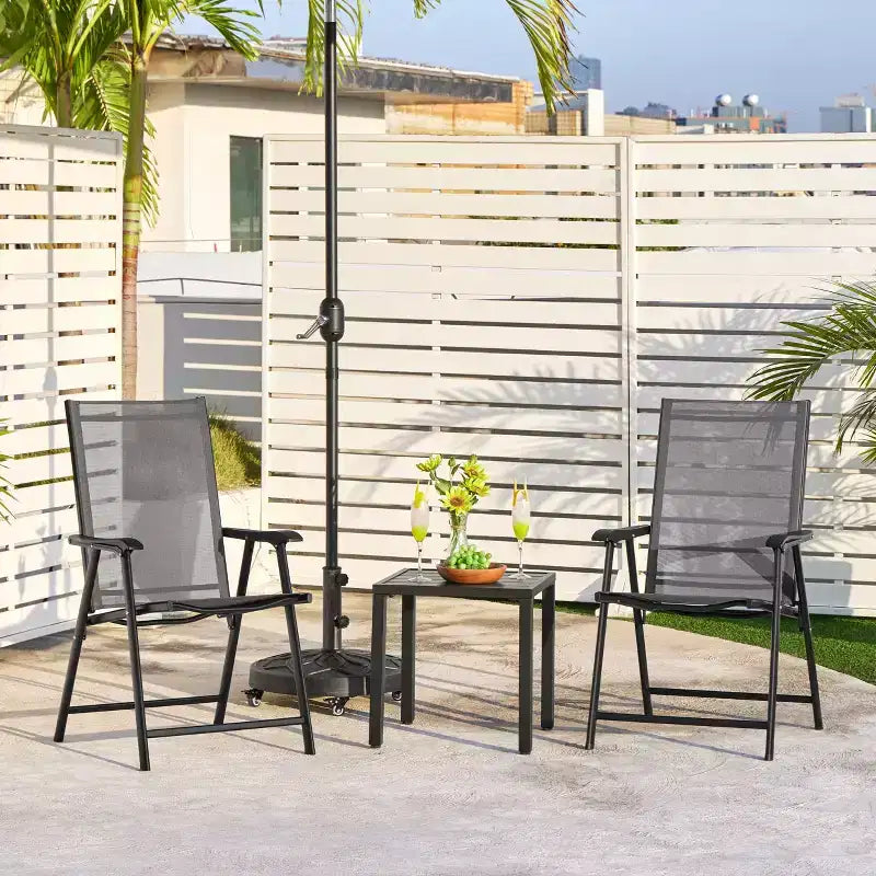Yaheetech Lot de 2 chaises de salle à manger pliantes d'extérieur en textilène