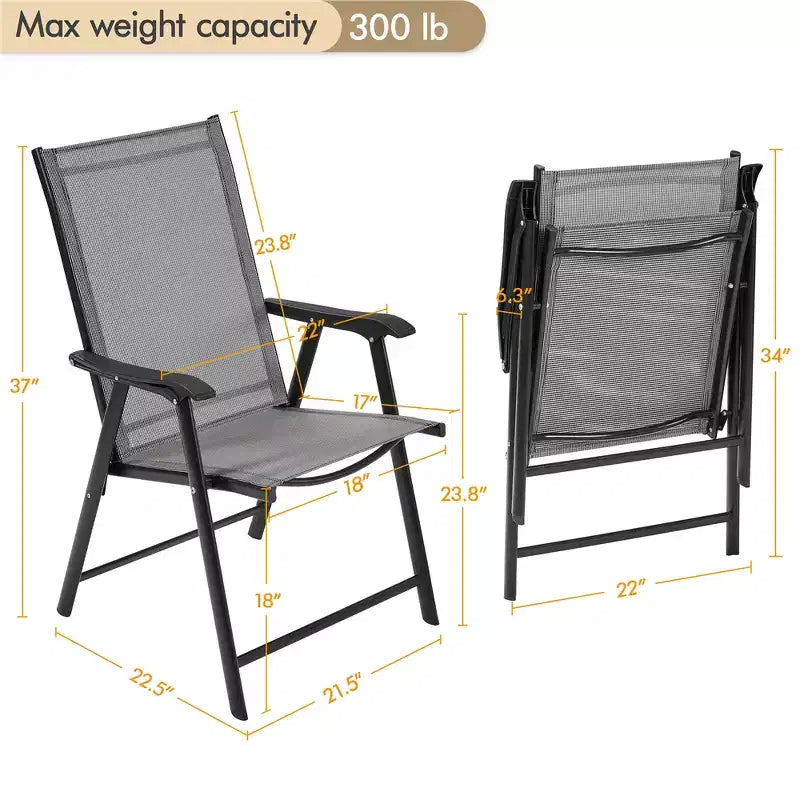 Yaheetech Lot de 2 chaises de salle à manger pliantes d'extérieur en textilène