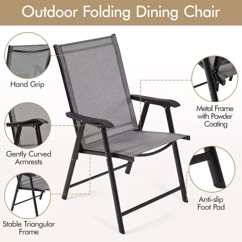 Yaheetech Lot de 2 chaises de salle à manger pliantes d'extérieur en textilène