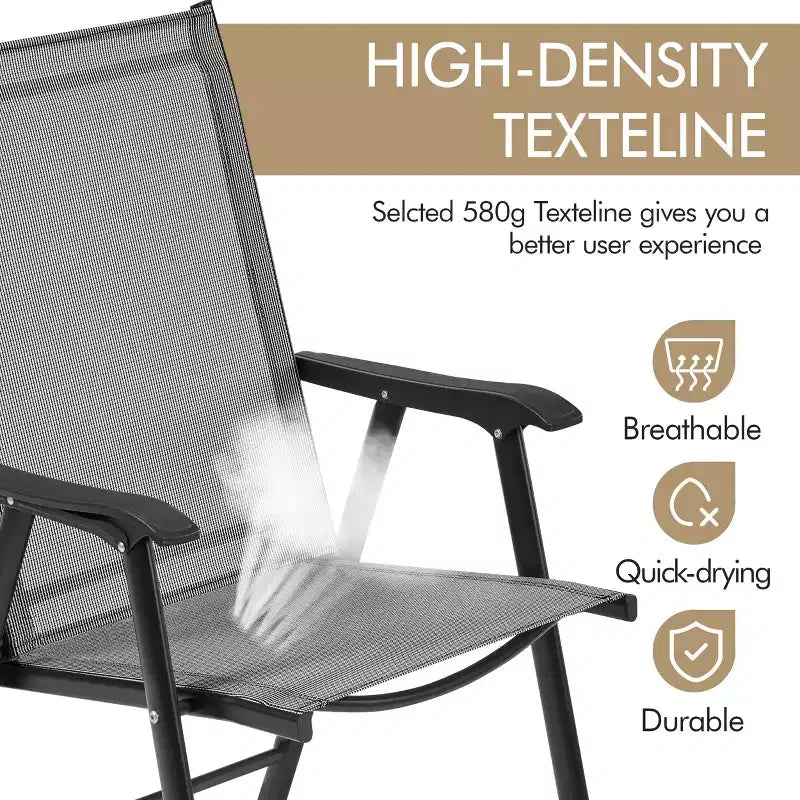 Yaheetech Lot de 2 chaises de salle à manger pliantes d'extérieur en textilène