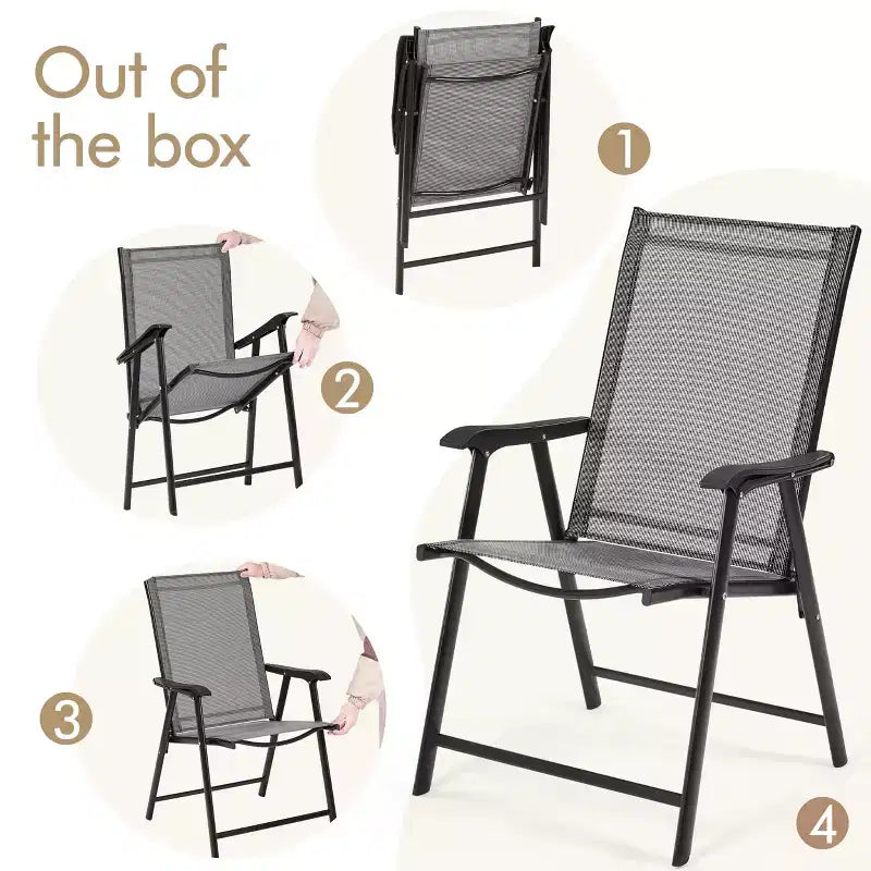 Yaheetech Lot de 2 chaises de salle à manger pliantes d'extérieur en textilène