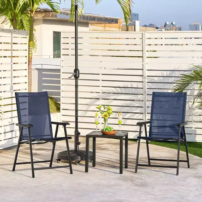 Yaheetech Lot de 2 chaises de salle à manger pliantes d'extérieur en textilène