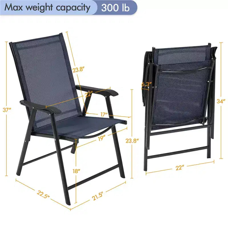 Yaheetech Lot de 2 chaises de salle à manger pliantes d'extérieur en textilène