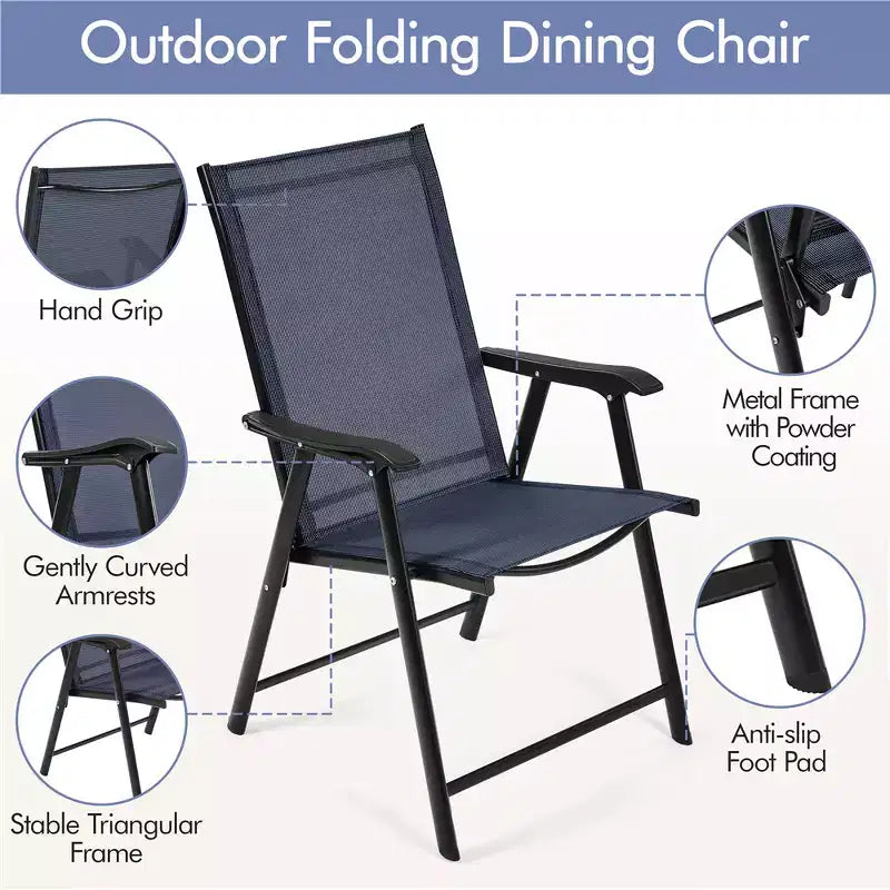 Yaheetech Lot de 2 chaises de salle à manger pliantes d'extérieur en textilène