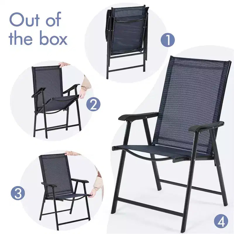 Yaheetech Lot de 2 chaises de salle à manger pliantes d'extérieur en textilène