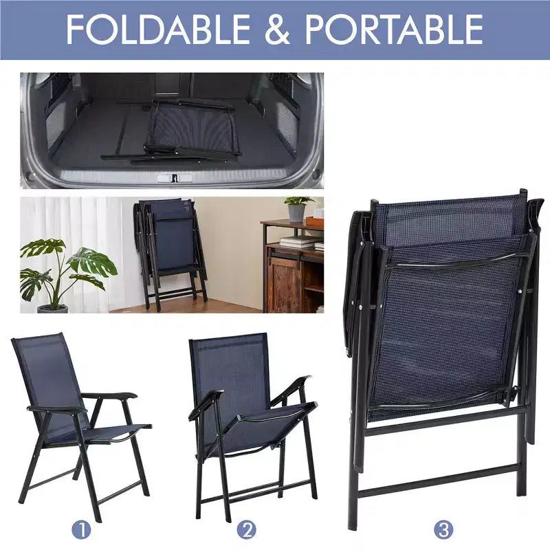 Yaheetech Lot de 2 chaises de salle à manger pliantes d'extérieur en textilène