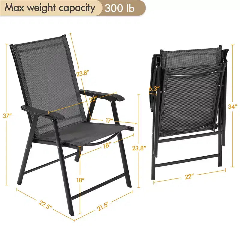 Yaheetech Lot de 2 chaises de salle à manger pliantes d'extérieur en textilène