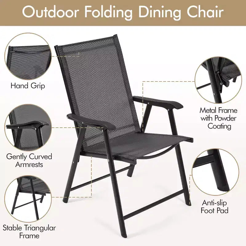 Yaheetech Lot de 2 chaises de salle à manger pliantes d'extérieur en textilène