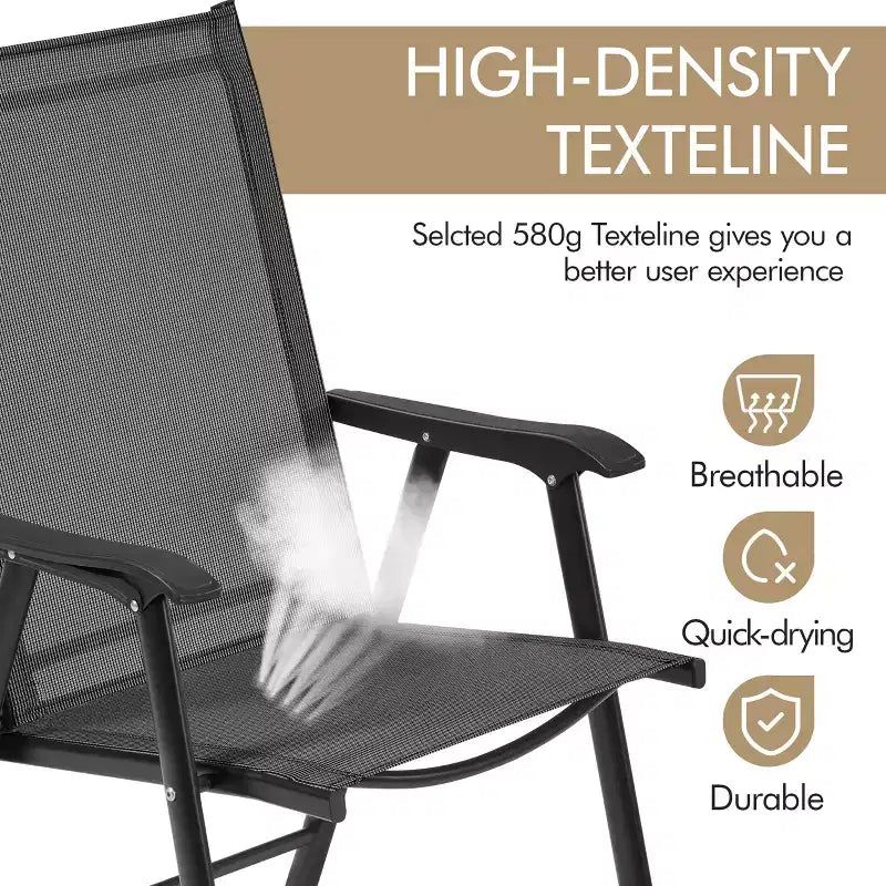 Yaheetech Lot de 2 chaises de salle à manger pliantes d'extérieur en textilène