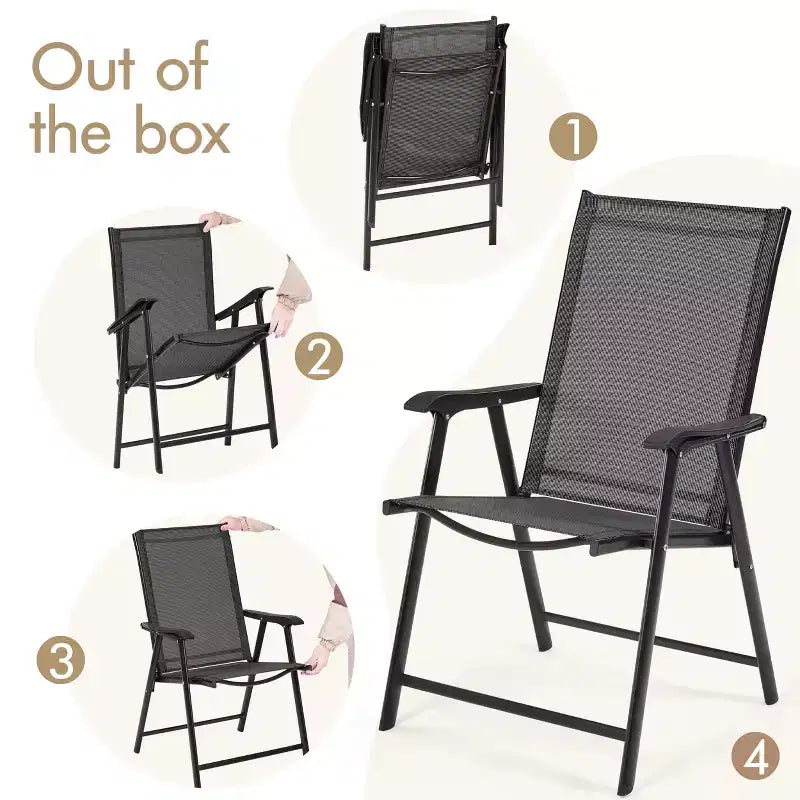 Yaheetech Lot de 2 chaises de salle à manger pliantes d'extérieur en textilène