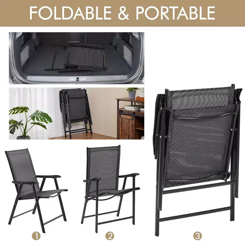 Yaheetech Lot de 2 chaises de salle à manger pliantes d'extérieur en textilène