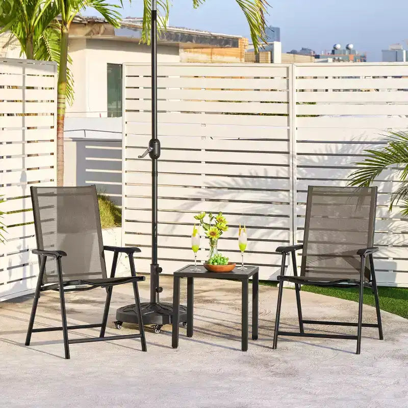 Yaheetech Lot de 2 chaises de salle à manger pliantes d'extérieur en textilène
