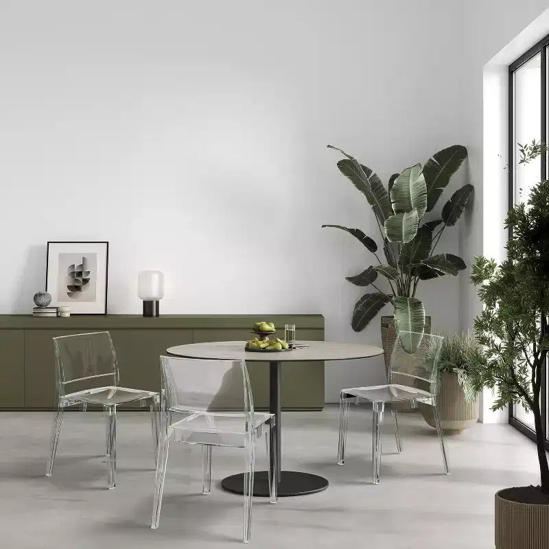 WRGHOME Palermo Chaises de salle à manger empilables modernes en résine plastique pour l'extérieur/l'intérieur (Lot de 2)