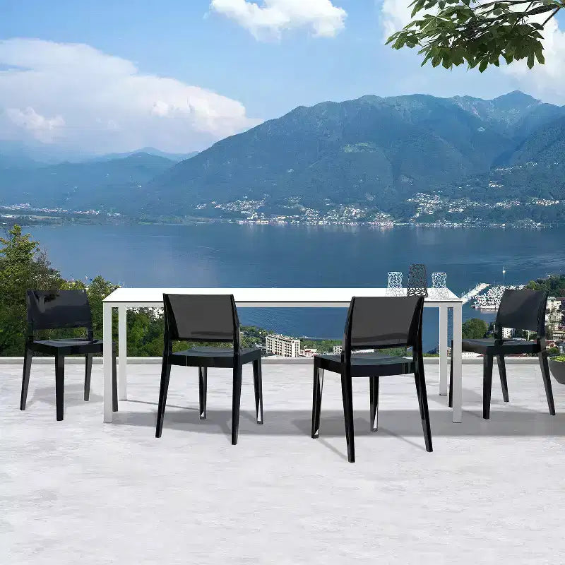WRGHOME Palermo Chaises de salle à manger empilables modernes en résine plastique pour l'extérieur/l'intérieur (Lot de 2)