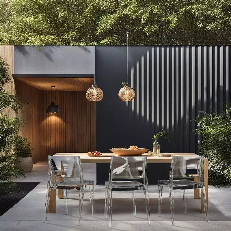 WRGHOME Palermo Chaises de salle à manger empilables modernes en résine plastique pour l'extérieur/l'intérieur (Lot de 2)