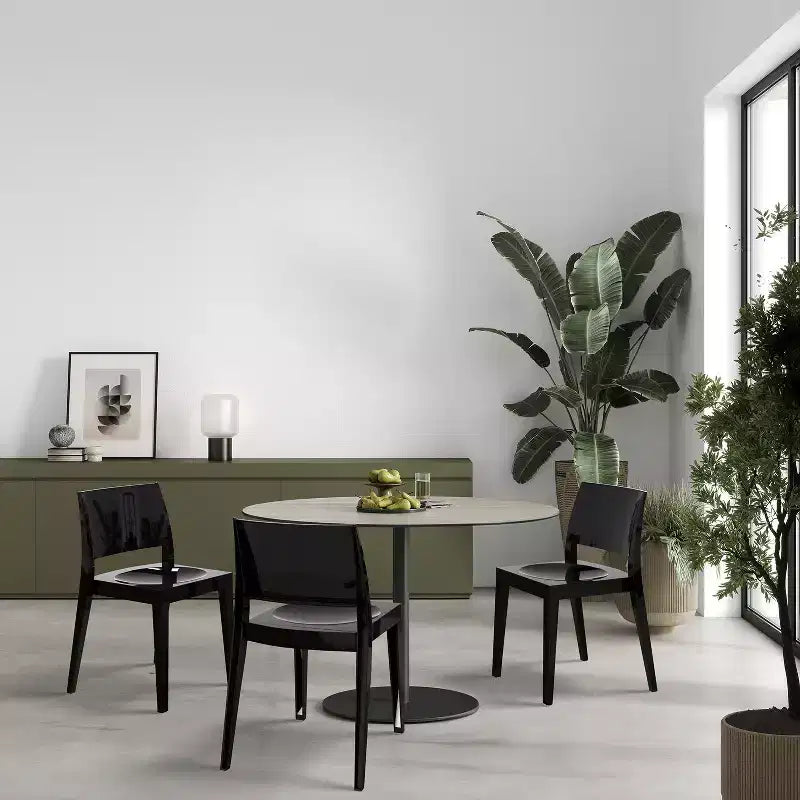 WRGHOME Palermo Chaises de salle à manger empilables modernes en résine plastique pour l'extérieur/l'intérieur (Lot de 2)