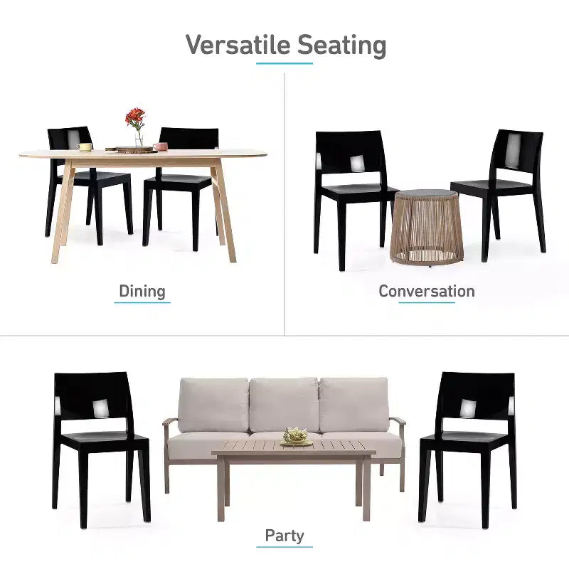 WRGHOME Palermo Chaises de salle à manger empilables modernes en résine plastique pour l'extérieur/l'intérieur (Lot de 2)