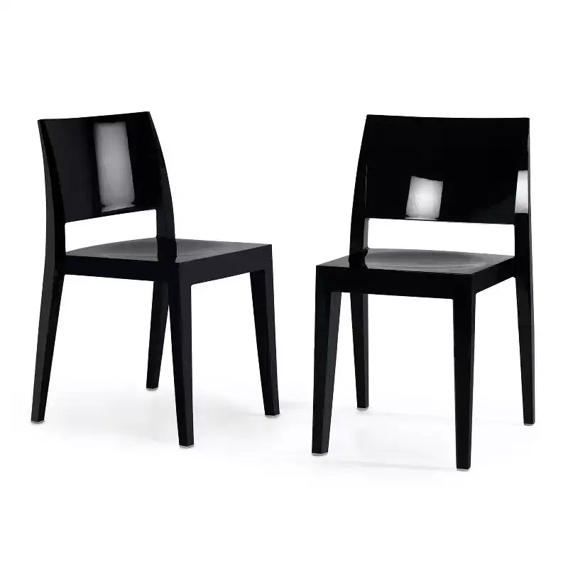 WRGHOME Palermo Chaises de salle à manger empilables modernes en résine plastique pour l'extérieur/l'intérieur (Lot de 2)