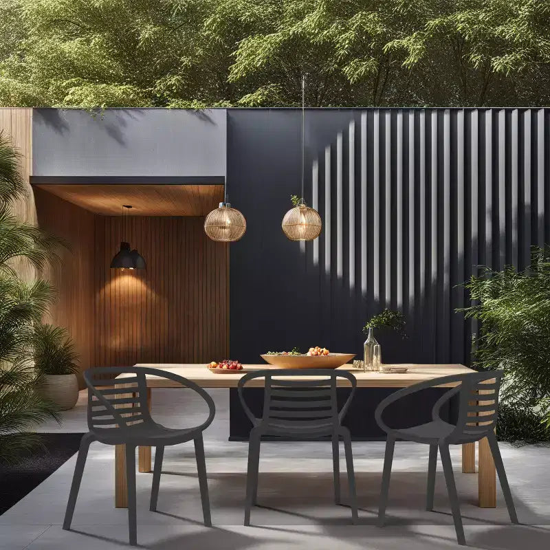 WRGHOME Syracuse Chaises de salle à manger empilables modernes en résine plastique pour l'extérieur/l'intérieur (Lot de 2)