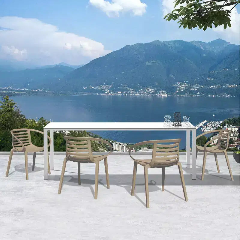 WRGHOME Syracuse Chaises de salle à manger empilables modernes en résine plastique pour l'extérieur/l'intérieur (Lot de 2)