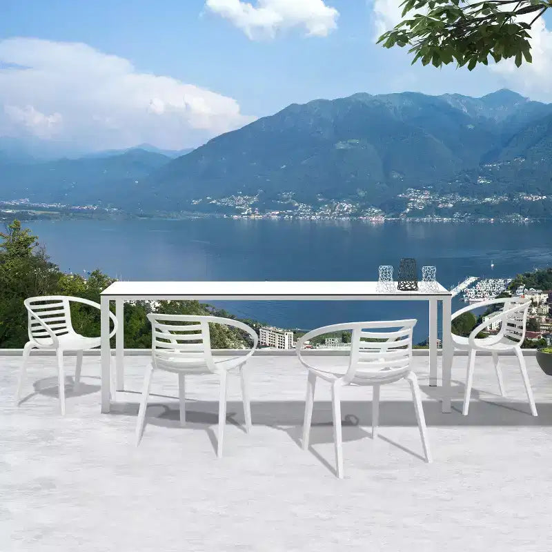 WRGHOME Syracuse Chaises de salle à manger empilables modernes en résine plastique pour l'extérieur/l'intérieur (Lot de 2)