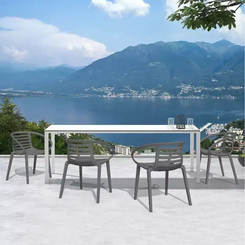 WRGHOME Syracuse Chaises de salle à manger empilables modernes en résine plastique pour l'extérieur/l'intérieur (Lot de 2)