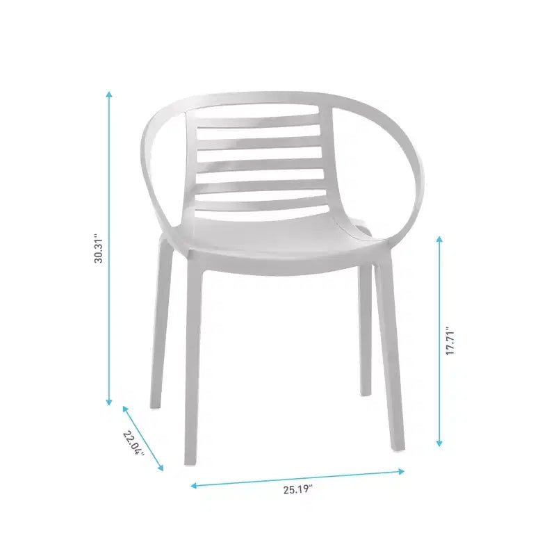 WRGHOME Syracuse Chaises de salle à manger empilables modernes en résine plastique pour l'extérieur/l'intérieur (Lot de 2)