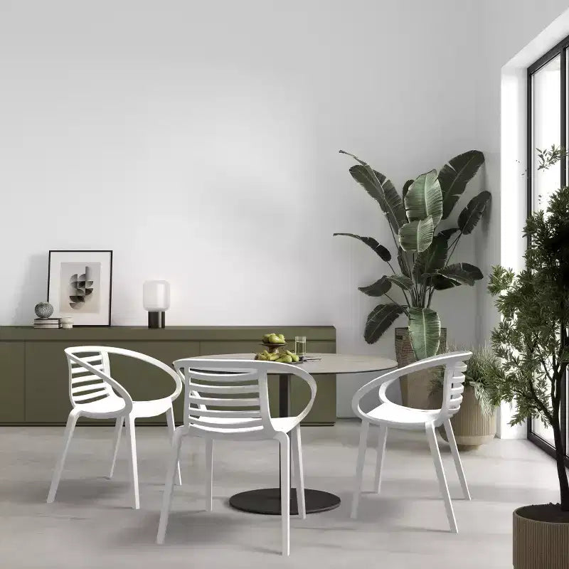 WRGHOME Syracuse Chaises de salle à manger empilables modernes en résine plastique pour l'extérieur/l'intérieur (Lot de 2)