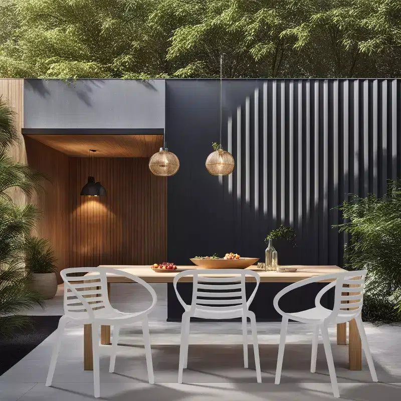 WRGHOME Syracuse Chaises de salle à manger empilables modernes en résine plastique pour l'extérieur/l'intérieur (Lot de 2)